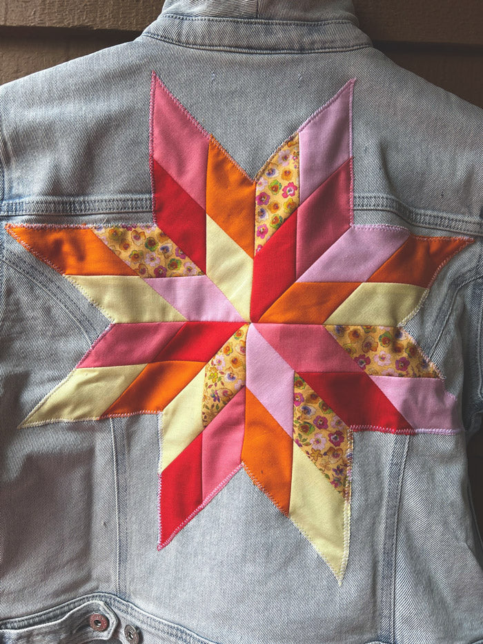 Quilted patch denim jacket